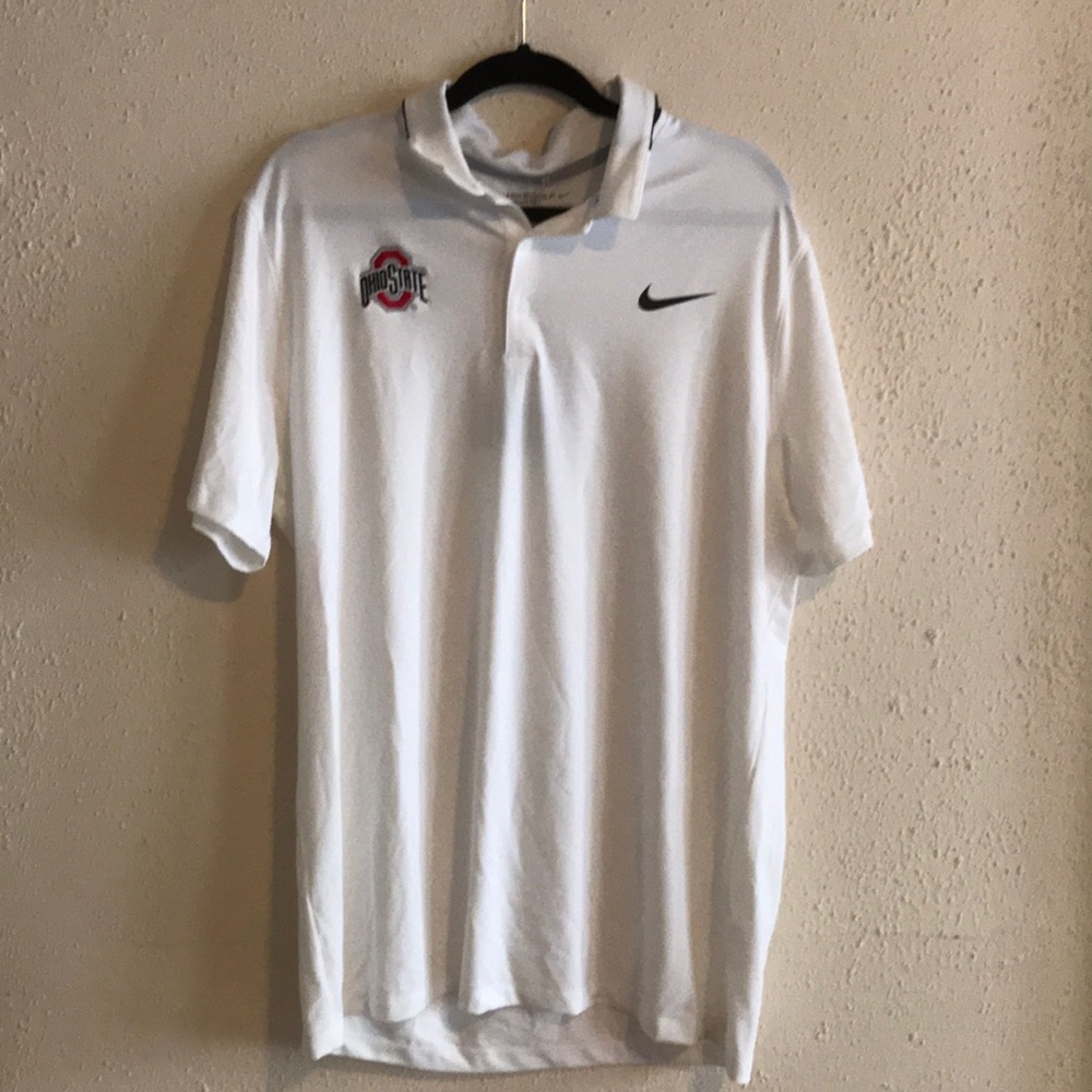 White polo- Nike golf dri fit Ohio state